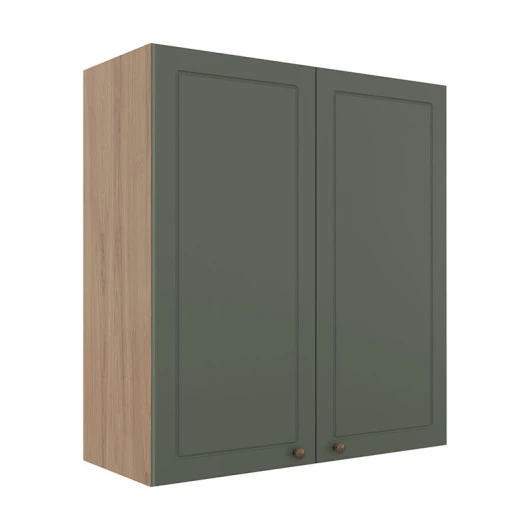 Módulo Armário Aéreo 88x80x34cm 2 Portas 100% MDF Cozinha Provence Robel Hanover/Salvia Matte