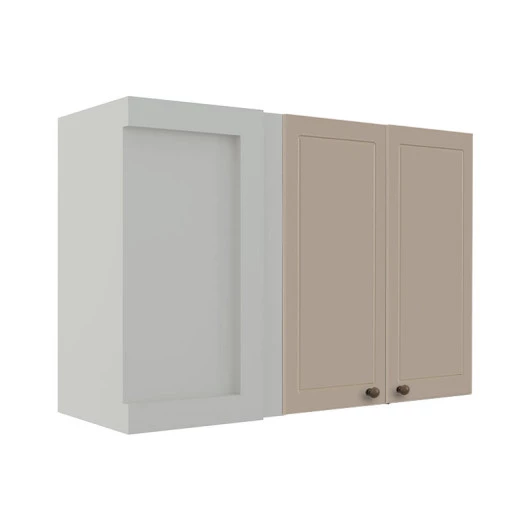 Módulo Armário Aéreo Canto Reto 68x100x34cm 100% MDF Cozinha Provence Robel Branco/Fendi Matte