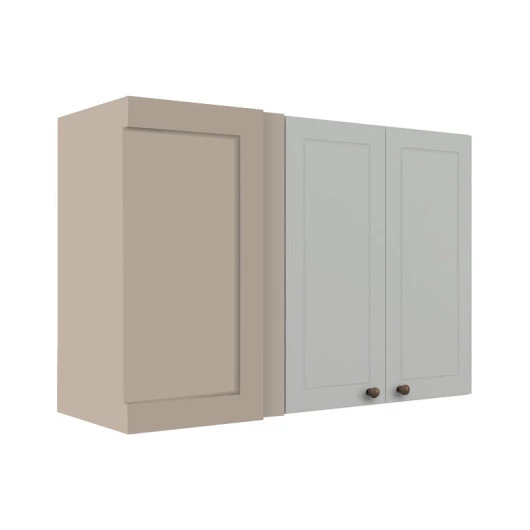 Módulo Armário Aéreo Canto Reto 68x100x34cm 100% MDF Cozinha Provence Robel Fendi/Branco Matte