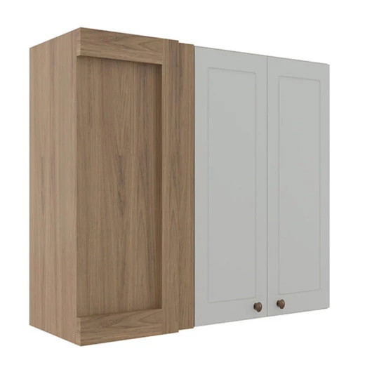 Módulo Armário Aéreo Canto Reto 88x100x34cm 100% MDF Cozinha Provence Robel Hanover/Branco Matte
