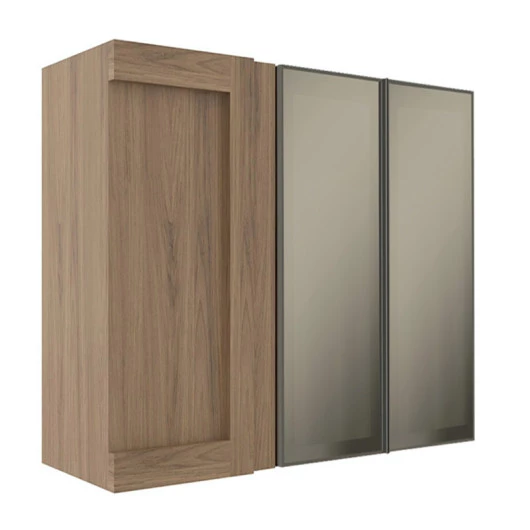 Armário Aéreo Canto Reto 88x100x36 Vidro Reflecta Cozinha Modulada Robel Hanover