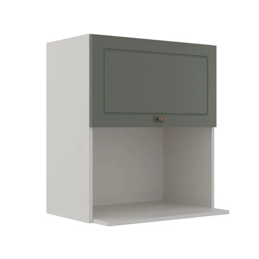 Módulo Armário Aéreo Nicho Micro-Ondas 68x60x43cm 100% MDF Cozinha Provence Robel Branco/Salvia Matte