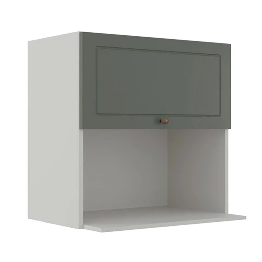 Módulo Armário Aéreo Nicho Micro-Ondas 68x70x43cm 100% MDF Cozinha Provence Robel Branco/Salvia Matte