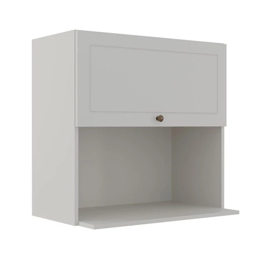 Módulo Armário Aéreo Nicho Micro-Ondas 68x70x43cm 100% MDF Cozinha Provence Robel Branco/Branco Matte