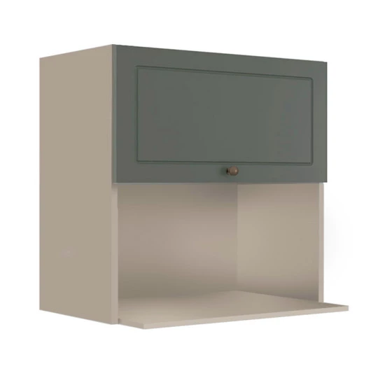 Módulo Armário Aéreo Nicho Micro-Ondas 68x70x43cm 100% MDF Cozinha Provence Robel Fendi/Salvia Matte
