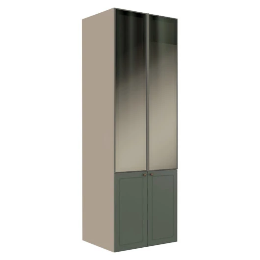 Módulo Paneleiro 208x70x56cm 4P Com Vidro Reflecta Cozinha Provence Robel Fendi/Salvia Matte
