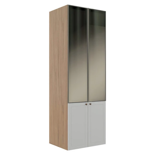 Módulo Paneleiro 208x70x56cm 4P Com Vidro Reflecta Cozinha Provence Robel Hanover/Branco Matte