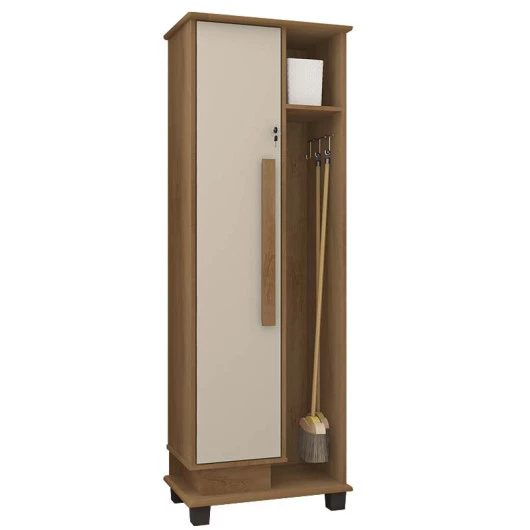 Multiuso Lavanderia com Porta Vassoura 1 Porta Berlim RV Móveis Cinamomo/Off White