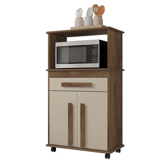 Balcão Multiuso Para Micro-ondas ou Forno 74cm Toronto RV Móveis Freijó/Off White