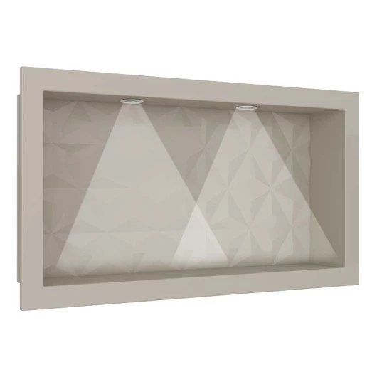 Nicho Para Banheiro Com LED 60x30 Mármore Sintético Cozimax Bege Textura