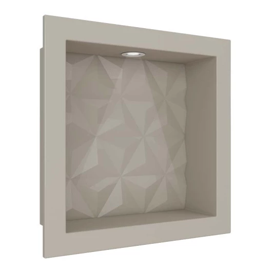 Nicho Para Banheiro 30x30 Com LED Mármore Sintético Cozimax Bege Textura