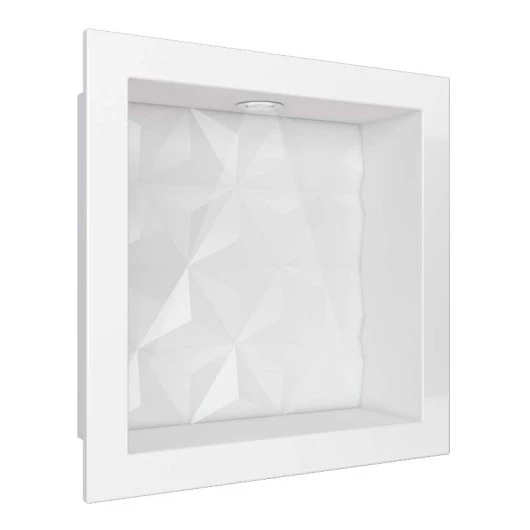 Nicho Para Banheiro 30x30 Com LED Mármore Sintético Cozimax Branco Textura