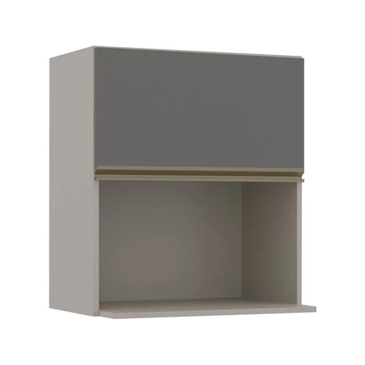 Módulo Armário Aéreo Nicho Micro-Ondas 68x60 100% MDF Cozinha Modulada Gold Robel Fendi/Cinza