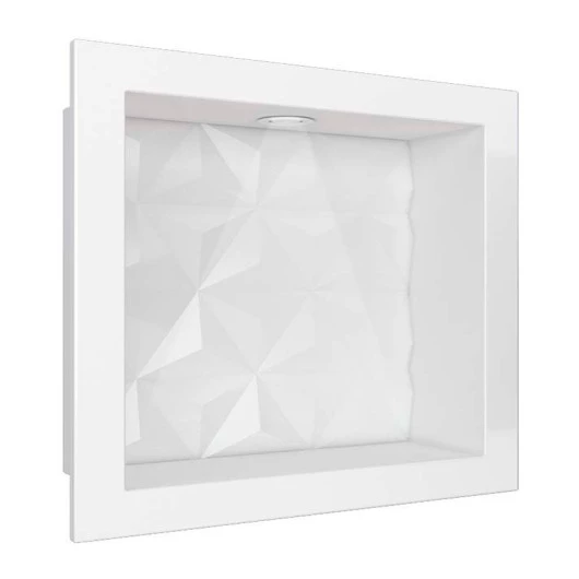 Nicho Para Banheiro 40x30 Com LED Mármore Sintético Cozimax Branco Textura