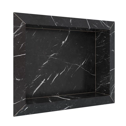 Nicho Para Banheiro 40x30X10 Porcelanato Polido Diamante Cozimax Preto