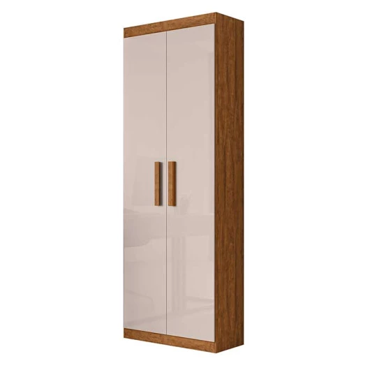 Organizador Multiuso Quarto Sala Escritório 2 Portas 204x70cm Delta Lukaliam Amendoa/Off White