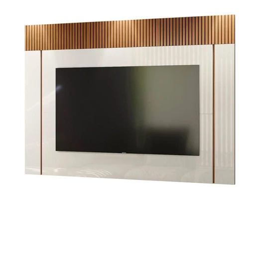 Painel Para TV 70 Polegadas Sagary 1.8 EAX Móveis Off White/Tauari Ripado
