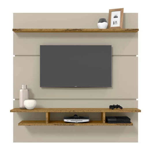 Painel Para TV 60 Polegadas Adryan Patrimar Off White/Nature