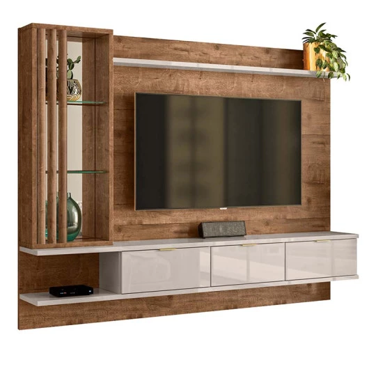 Painel Para TV Até 55 Pol Leblon 2.1 Lukaliam Canela/Off White