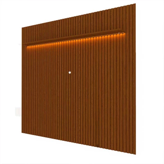 Painel Ripado 230x250 Com LED Para TV 85 Polegadas Nobre Gelius Castanho