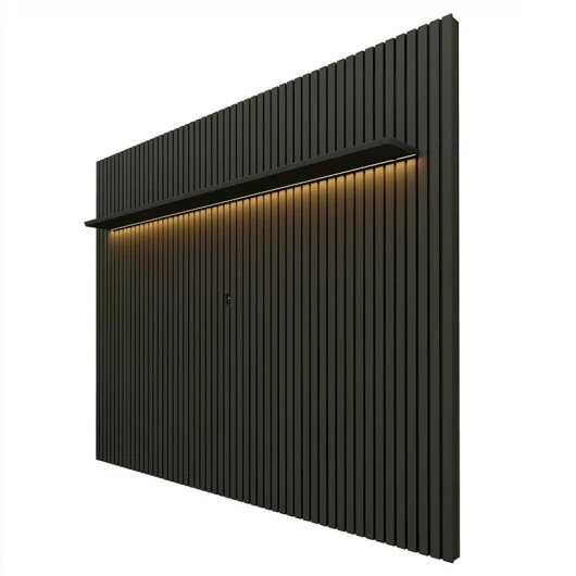 Painel Ripado 230x250 Com LED Para TV 85 Polegadas Nobre Gelius Grafite