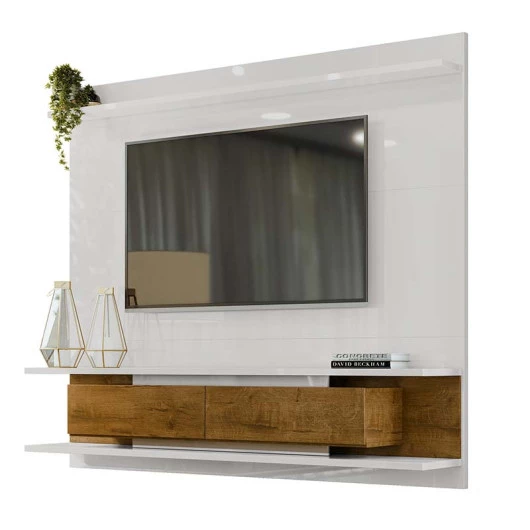 Painel Para TV Até 55 Pol Siena 1.8 Lukaliam Off White/Canela