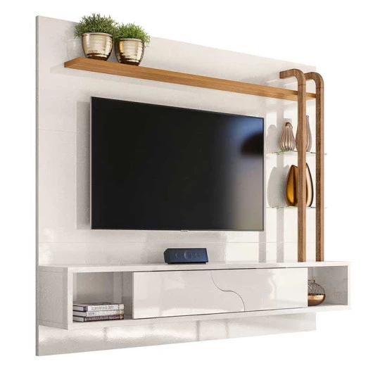 Painel Para TV 55 Polegadas 180cm Supreme 1.8 Lukaliam Off White/Tauari