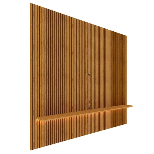 Painel Ripado 3D 100% MDF 180 x 250 Para TV 70 Polegadas Com LED Requinte Gelius Naturale