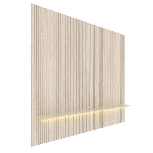 Painel Ripado 3D 100% MDF 180 x 250 Para TV 70 Polegadas Com LED Requinte Gelius Off White