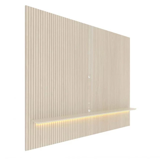 Painel Ripado 3D MDF 224cm x 250cm Para TV 75 Polegadas LED Requinte Gelius Off White