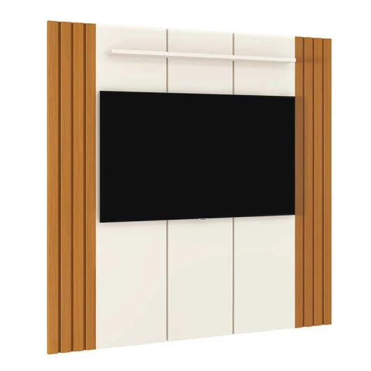 Painel Ripado Para TV 75 Polegadas 2.00m Veyron 2.0 EDN Off White/Cedro