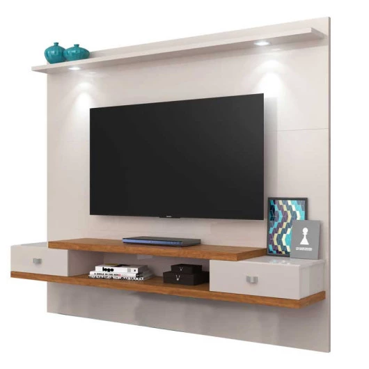 Painel Suspenso Para TV 60 Polegadas Vênus 1.8 Lukaliam Off White/Amêndoa