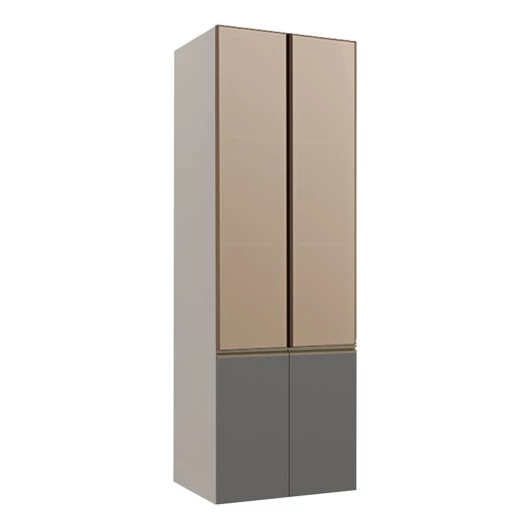 Módulo Paneleiro 70cm Com Vidro Reflecta 100% MDF Cozinha Modulada Gold Robel Fendi/Cinza/Reflecta