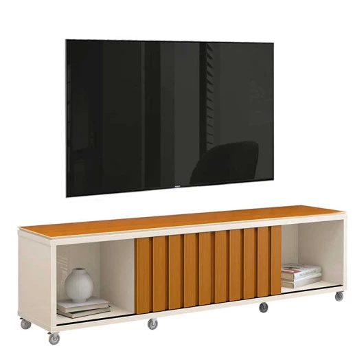 Rack Para TV 1.80cm 75 Polegadas Brise 1.8 EDN Off White/Cedro 