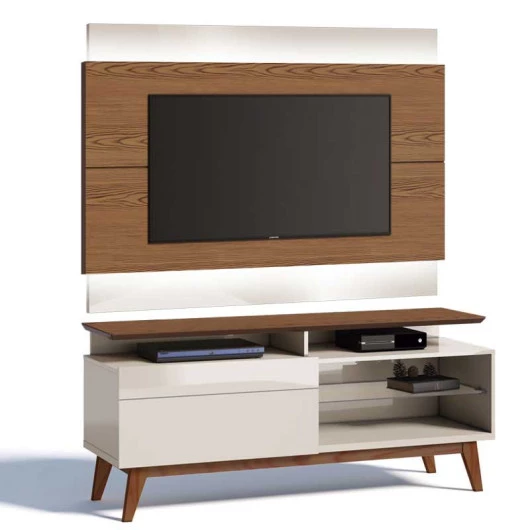 Rack com Painel Para TV Classic Mais 1G 1.4 Com LED Imcal Freijo/Off White