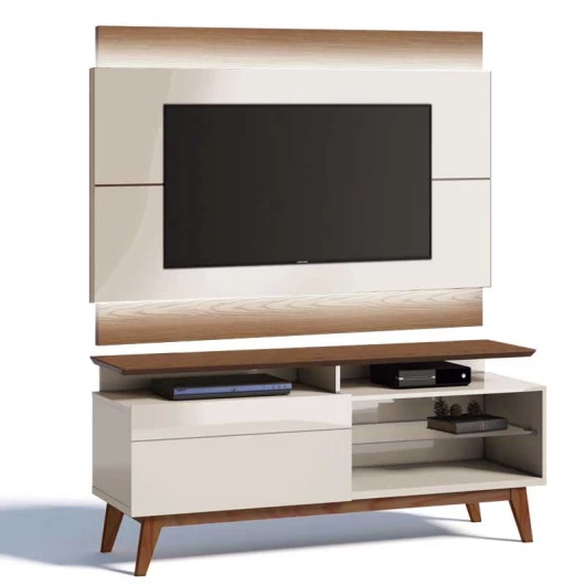 Rack com Painel Para TV Classic Mais 1G 1.4 Com LED Imcal Off White/Freijo
