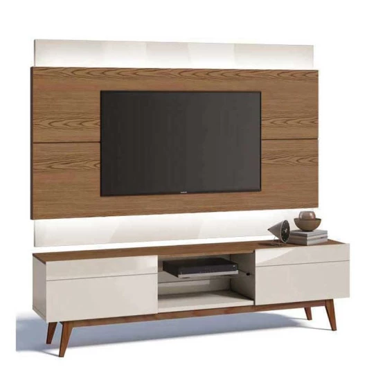 Rack com Painel Para TV Classic 2G 1.8 Com LED Imcal Freijo/Off White