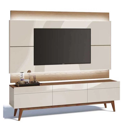 Rack com Painel Para TV Classic 3G 1.8 Com LED Imcal Off White/Freijo