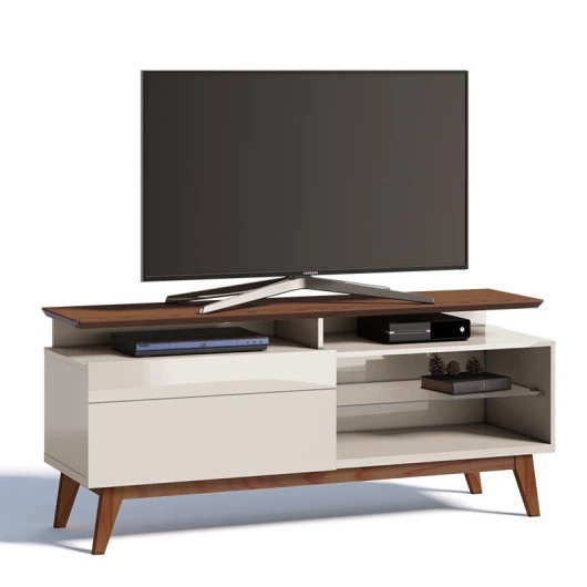 Rack Pequeno TV 55 Polegadas Classic 1G Mais 1.4 Imcal Off White/Freijó