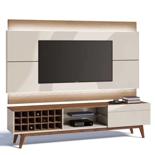 Rack com Painel Para TV Classic AD 2.2 Com LED Imcal Off White/Freijo