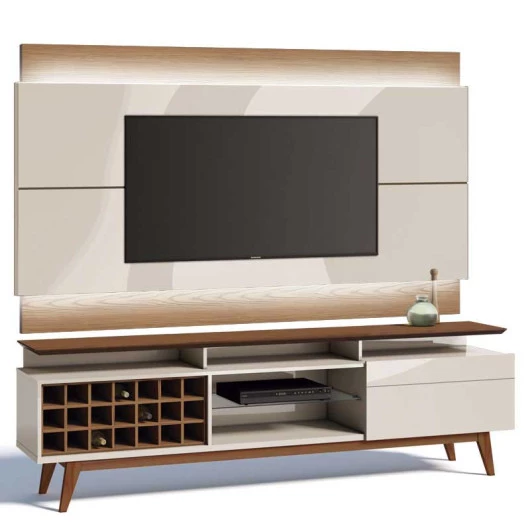 Rack com Painel Para TV Classic AD Mais 2.2 Com LED Imcal Off White/Freijo