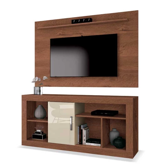 Rack Com Painel Para Sala TV 50 Pol Denver EDN Naturale/Off White