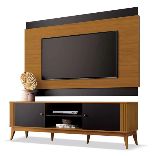 Rack Com Painel Legacy 160cm Para TV 60 Polegadas EDN Preto/Cedro
