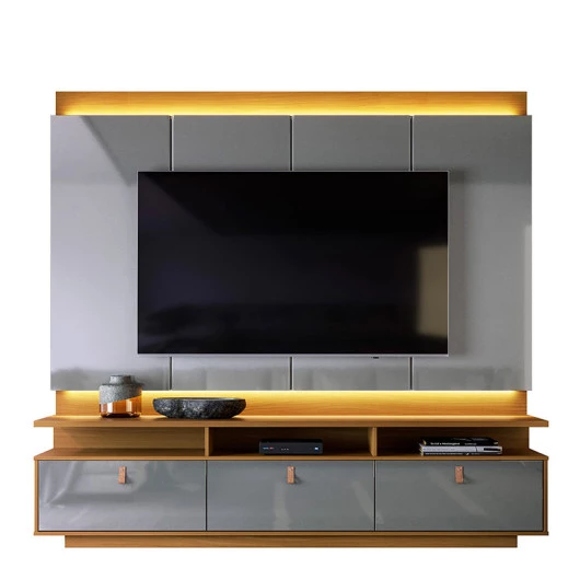 Rack com Painel Para TV 75 Polegadas 207cm Marrocos Lukaliam Tauari/Cinza Perolizado