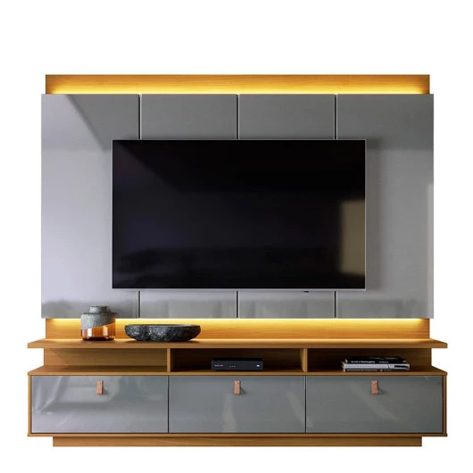 Rack com Painel Para TV 75 Polegadas 2.1 Zory EAX Móveis Tauari/Cinza