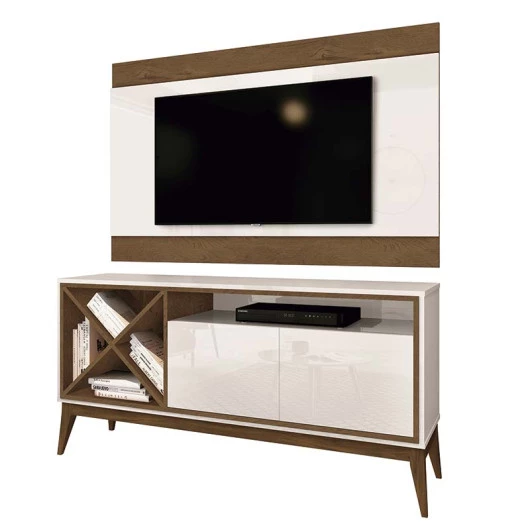 Rack Com Painel Para TV 55 Pol Merlot 135 EDN Off White/Naturale