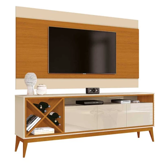 Rack Com Painel Para TV 65 Pol Merlot 180 EDN Off White/Cedro