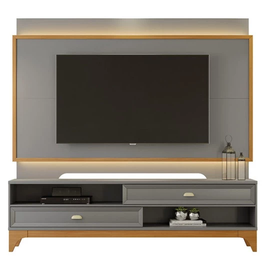 Rack com Painel Para TV 75 Polegadas 2.1 Koly EAX Móveis Cinza/Tauari