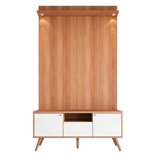 Rack Com Painel 136cm Para TV 55 Polegadas River 1.36 Lukaliam Jequitiba/Off White