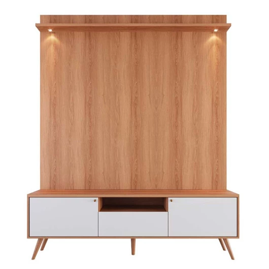 Rack Com Painel 183cm Para TV 70 Polegadas River 1.83 Lukaliam Jequitiba/Off White